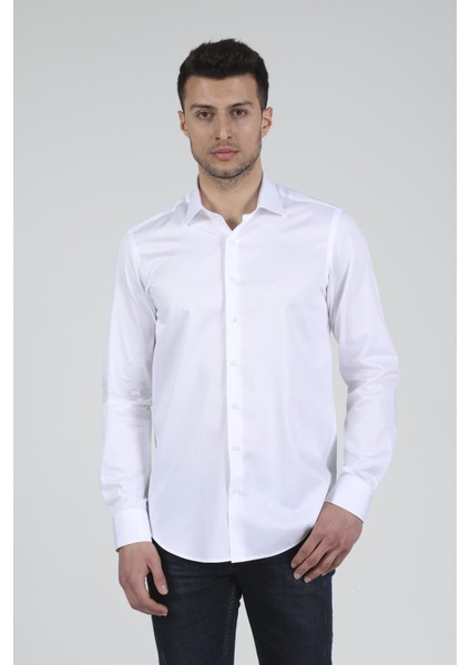 Slim Fit Uzun Kollu Beyaz Erkek Gömlek 480-002 fiyatları