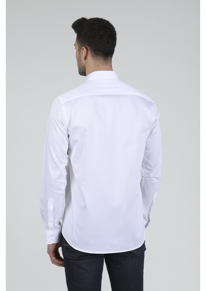 Slim Fit Uzun Kollu Beyaz Erkek Gömlek 480-002 fırsatları