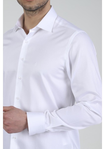 Slim Fit Uzun Kollu Beyaz Erkek Gömlek 480-002 indirimleri