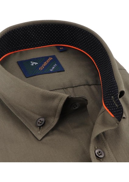 Slim Fit Uzun Kollu Kahverengi Erkek Gömlek 545-637 fiyatları