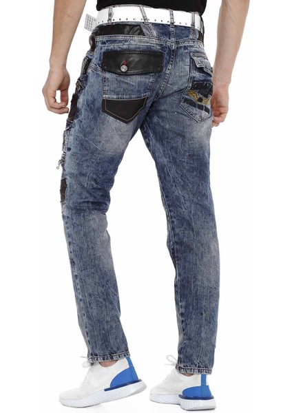 CD482 Sokak Tarzı Parçalı Mavi Erkek Jeans modelleri