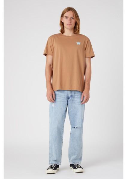 Wrangler Loose Fit Rahat Kesim Pamuk Bisiklet Yaka Kahverengi Tişört fırsatları
