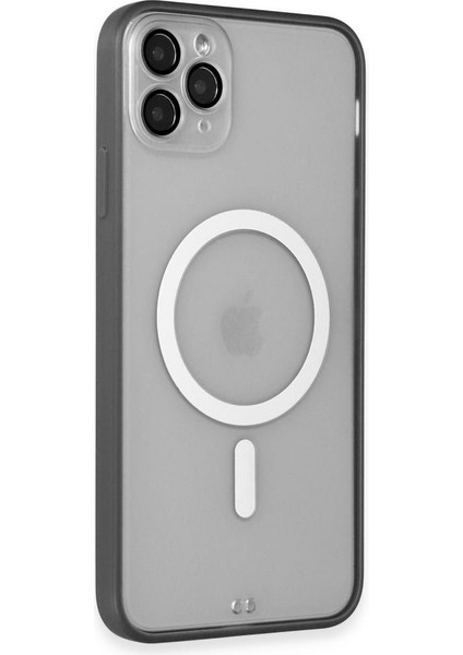 Apple iPhone 11 Pro Max Kılıf Lensli Magsafe Mat Kenar Renkli Kapak