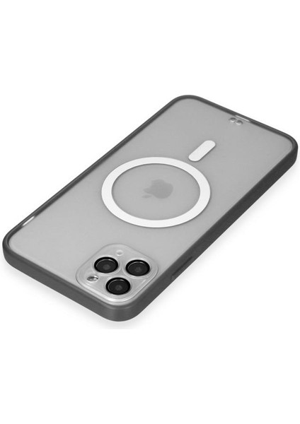 Apple iPhone 11 Pro Max Kılıf Lensli Magsafe Mat Kenar Renkli Kapak
