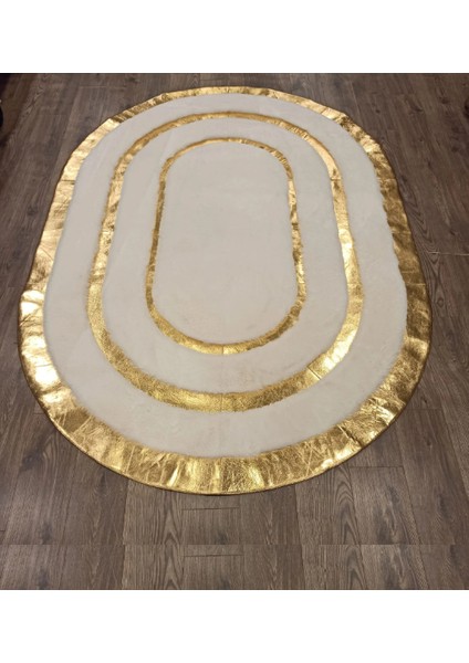 Gold Varaklı Oval Peluş Halı & Paspas 140 x 200 Cm fiyatları