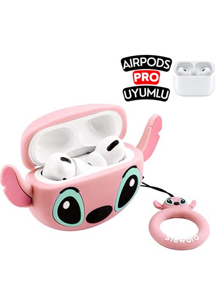 Airpods Pro Uyumlu Stitch Figürlü Sevimli Kopçalı Koruyucu Silikon Kılıf, Darbe Emici Kılıf fiyatları