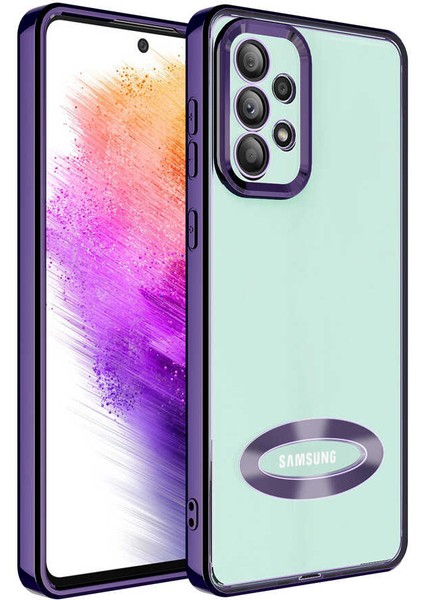 Samsung Galaxy A32 4g Kılıf Case, Logo Showing Serisi, Şeffaf, Kamera Korumalı, Marka Gösteren Renkli Çizgi Tasarım