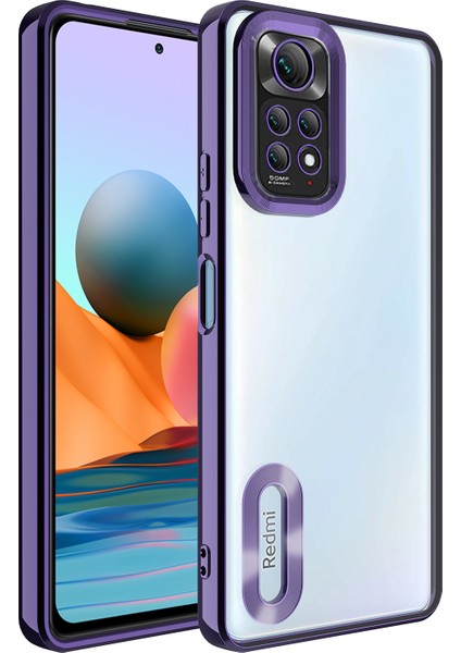 Xiaomi Redmi Note 11 Global Kılıf Case, Logo Showing Serisi, Şeffaf, Kamera Korumalı, Marka Gösteren Renkli Çizgi Tasarım