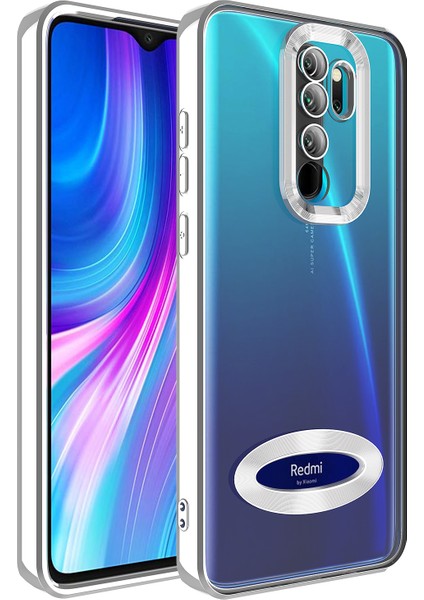 Xiaomi Redmi Note 8 Pro Kılıf Case, Logo Showing Serisi, Şeffaf, Kamera Korumalı, Marka Gösteren Renkli Çizgi Tasarım