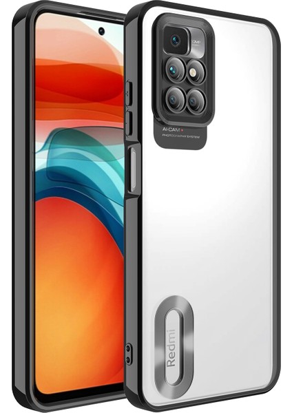 Xiaomi Redmi 10 Kılıf Case, Logo Showing Serisi, Şeffaf, Kamera Korumalı, Marka Gösteren Renkli Çizgi Tasarım