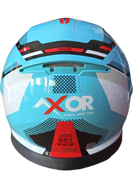 Apex Turbine Vizörlü Kapalı Kask Turkuaz - Kırmızı M