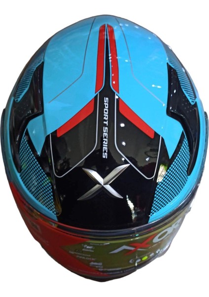 Apex Turbine Vizörlü Kapalı Kask Turkuaz - Kırmızı M