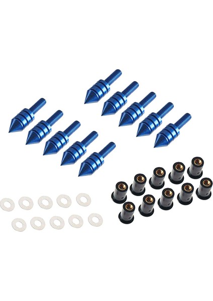 10 Adet Ön Cam Vidalı Kiti M5 Cıvatalar Somun Evrensel Set Mavi (Yurt Dışından)