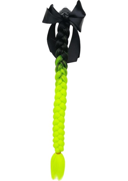 Kask Pigtails Cosplay Bow Düğümü ile 23.6 Inç Saç Bisiklet Siyah Floresan (Yurt Dışından)