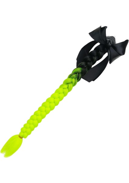 Kask Pigtails Cosplay Bow Düğümü ile 23.6 Inç Saç Bisiklet Siyah Floresan (Yurt Dışından)