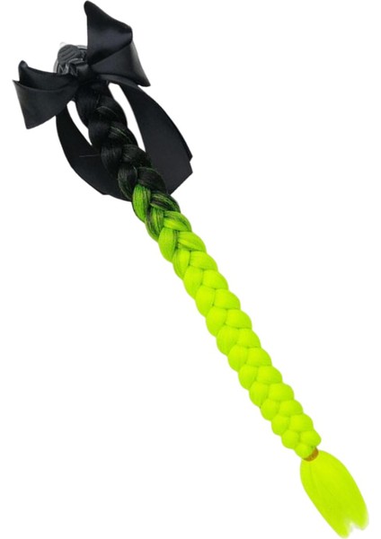 Kask Pigtails Cosplay Bow Düğümü ile 23.6 Inç Saç Bisiklet Siyah Floresan (Yurt Dışından)