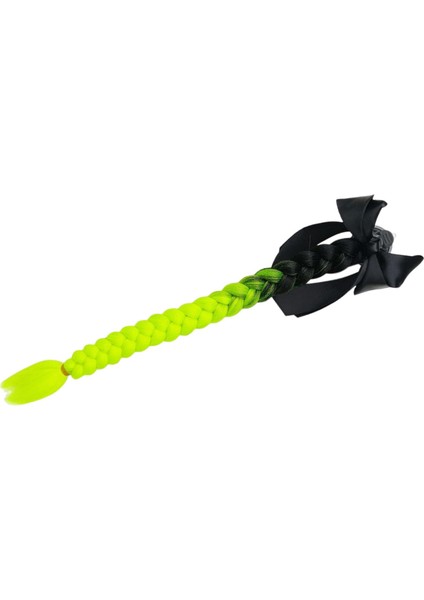 Kask Pigtails Cosplay Bow Düğümü ile 23.6 Inç Saç Bisiklet Siyah Floresan (Yurt Dışından)