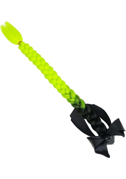 Kask Pigtails Cosplay Bow Düğümü ile 23.6 Inç Saç Bisiklet Siyah Floresan (Yurt Dışından)
