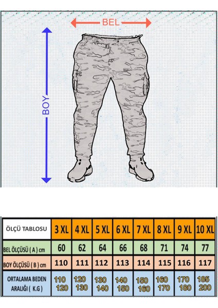 Büyük Beden Commando Camouflage Erkek Eşofman Altı 23501 Askeri Yeşil