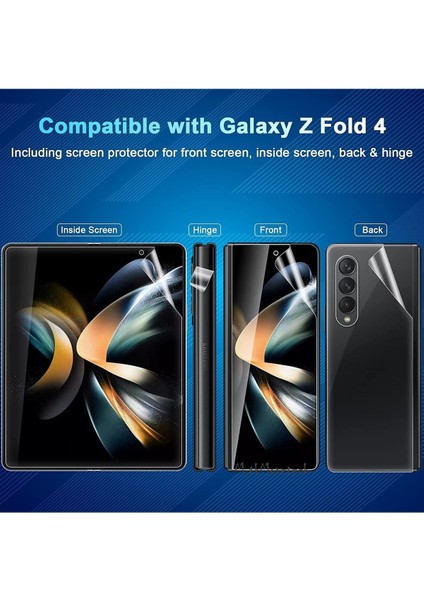 MTK Moveteck Galaxy Z Fold 3 Uyumlu Ön Arka 3in1 Ekran Arka Kasa ve Kenar Koruyucu Film 360 Derece Tam Kaplar Clearcrystal Şeffaf Fullbody