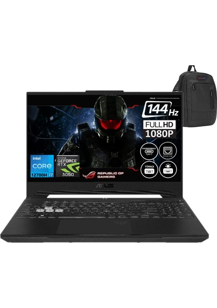 Tuf Gaming F15 İNTEL CORE İ7 12700H FX507ZC4-HN011 32GB Ddr4 Ram 2tb SSD 4gb RTX3050 15.6inç Fhd 144Hz WINDOWS11HOME Taşınabilir Bilgisayar HN011115+ZETTAÇANTA
