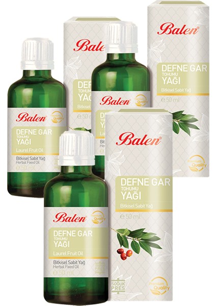 3 Kutu Defne Gar Yağı 50 ml Defne Tohumu Yağı Defne Yağı