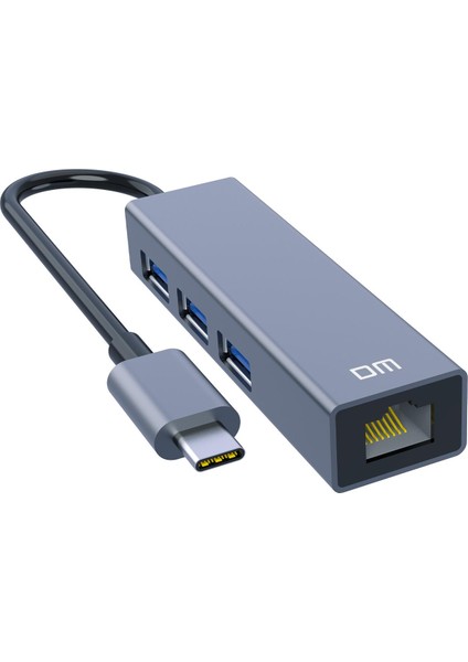 Dm CHB013 Type-C To RJ45 Gigabit Ethernet ve USB 3.0 Çoklayıcı Dönüştürücü