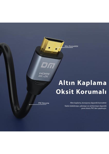 Dm HI001 4K 60Hz HI 2.0 Görüntü ve Ses Aktarım Kablosu 1.5 Metre