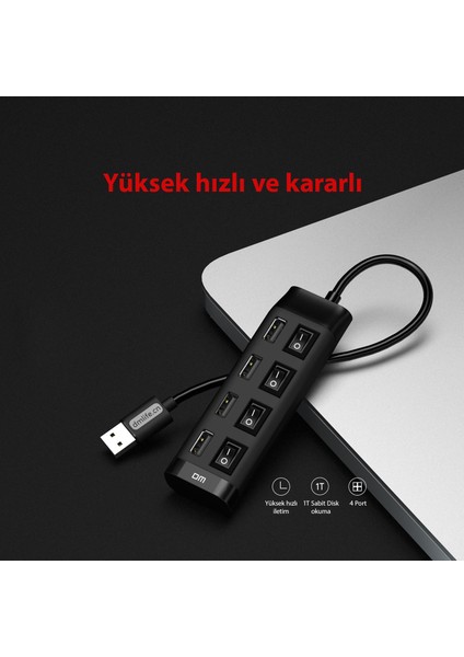 Dm CHB005 4 Portlu USB 2.0 Anahtarlı Hub Çoklayıcı