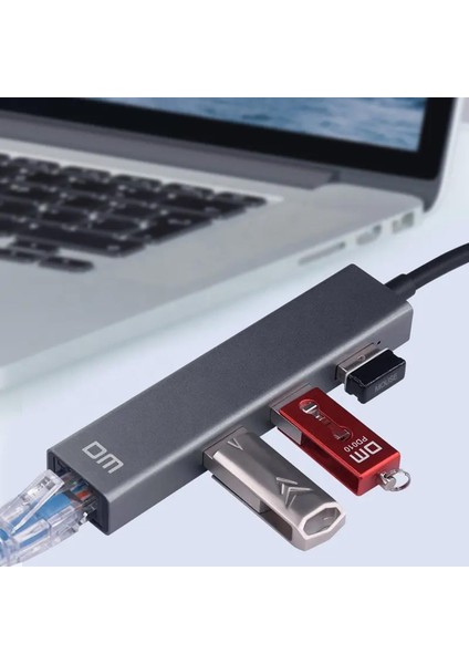 Dm CHB012 USB 3.0 To RJ45 Gigabit Ethernet ve USB Çoklayıcı Dönüştürücü