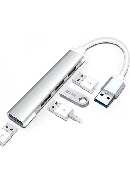 Polham 20CM 4in1 USB To 4x USB Çoğaltıcı Adaptör Hub, Yüksek Voltaj ve Akım Korumalı USB Çoğaltıcı