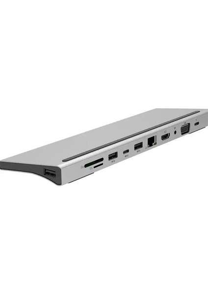 Polham 87W 11IN1 Type C Çevirici Çoğaltıcı Hub, 2x Type C, 1x Vga, 1x Hdmi, 1x RJ45, 3x Usb,1x Sd/tf