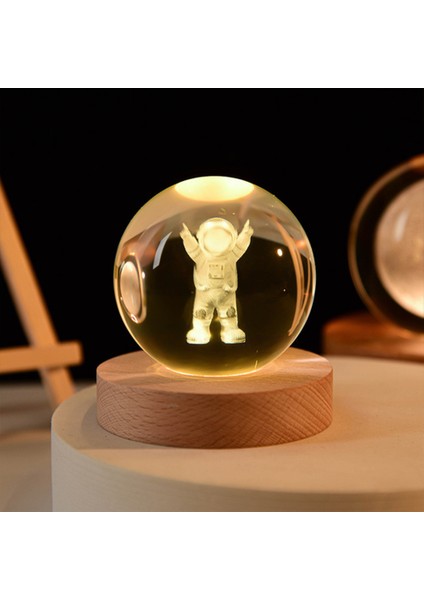 Büyük Boy Işıklı Ahşap Kaideli Astronot Temalı Cam Küre 8cm fiyatları