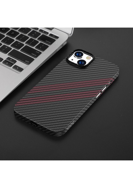 iPhone 14 Plus 6.7 Kılıf Kevlar Texture Darbe Emici Telefon Kılıfı