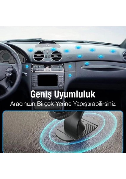 Polham Süper 4x Güçlü Mıknatıslı Araç Içi Torpido Üstü Telefon Tutucu,tüm Cihazlara Uyumlu Universal