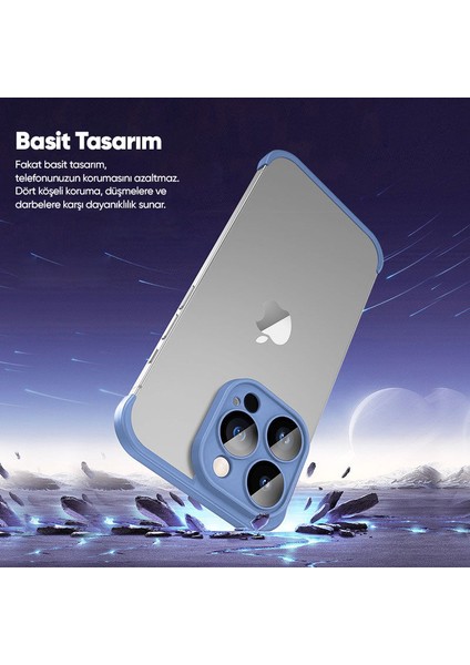 Apple iPhone 13 Pro Max Kılıf Zebana Corner Pad (Kamera ve Köşe Koruyucu) Sierra Mavisi modelleri