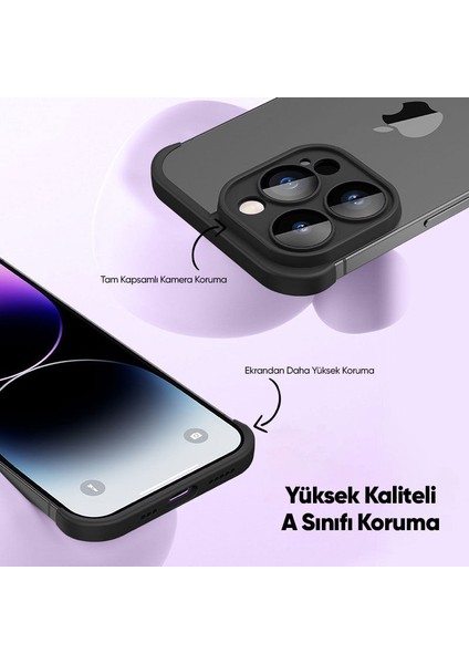 Apple iPhone 13 Pro Max Kılıf Zebana Corner Pad (Kamera ve Köşe Koruyucu) Siyah