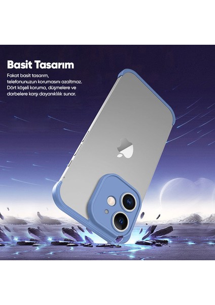 Apple iPhone 12 Kılıf Zebana Corner Pad (Kamera ve Köşe Koruyucu) Sierra Mavisi modelleri