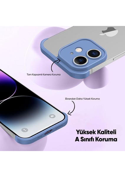 Apple iPhone 12 Kılıf Zebana Corner Pad (Kamera ve Köşe Koruyucu) Sierra Mavisi indirimleri