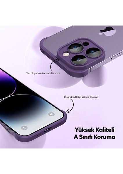 Apple iPhone 12 Pro Kılıf Zebana Corner Pad (Kamera ve Köşe Koruyucu) Derin Mor indirimleri
