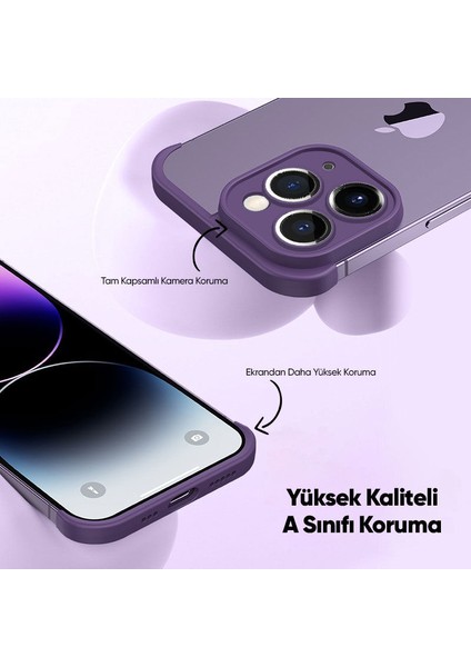 Apple iPhone 11 Pro Max Kılıf Zebana Corner Pad (Kamera ve Köşe Koruyucu) Derin Mor indirimleri
