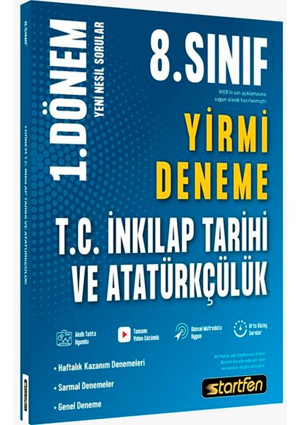 Startfen Yayınları 8. Sınıf T.c Inkılap 20 Li 1. Dönem Denemesi