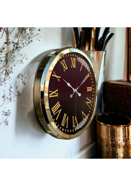 Gold Metal Çerçeveli Salon Ofis Otel Duvar Saati 52 cm A3 indirimleri