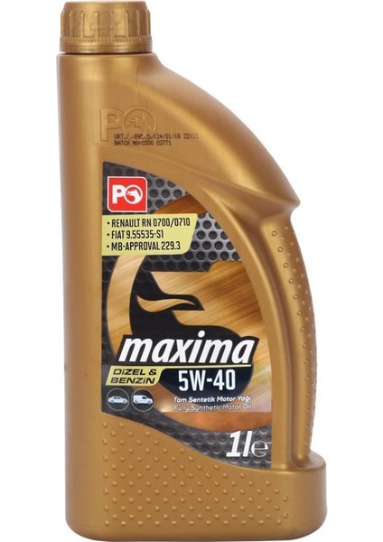 Maxima 5W-40 1 Lt Motor Yağı ( Üretim Yılı: 2022 )
