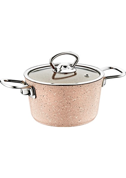 3111 2 Parça Bio Granit Mini Tencere 14X8 cm Sütlü Kahve Rengi