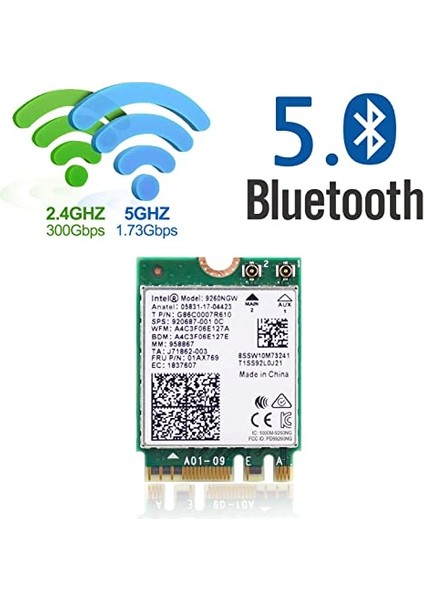 Intel® Wireless 9000 Serisi - Ac 9260 Bluetooth 4.2 Network Kartı