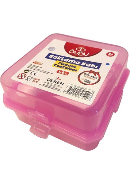 1,4 Lt Şeffaf Pembe Beslenme Kabı