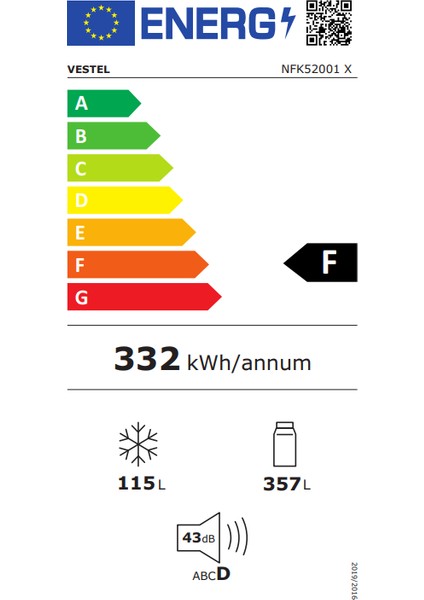 NFK52001 x 471 lt No-Frost Buzdolabı