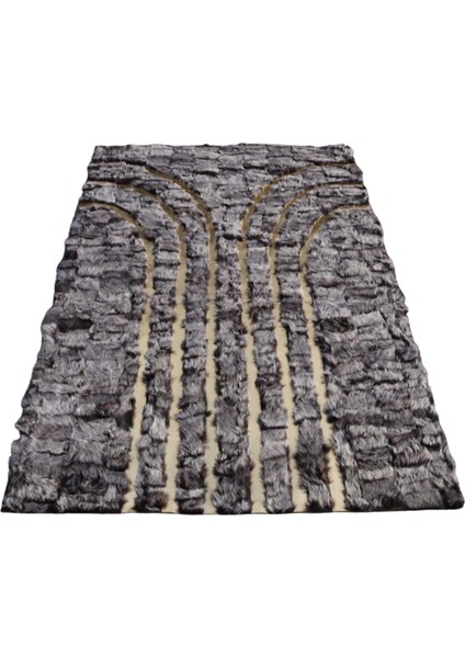 Gold Varaklı Gri Toskana Halı 80 x 150 Cm