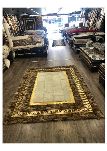 Gold Varaklı Kahverengi & Krem Toskana Halı 80 x 150 Cm modelleri